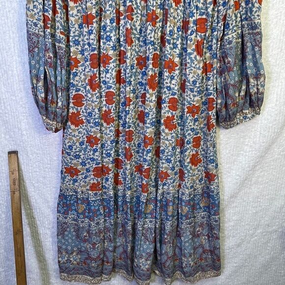 Spell Multicolor Long Sleeve V-Neck Village Button Down Midi Dress Size Small - Picture 9 of 10